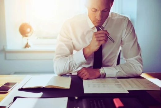 Man working on documents