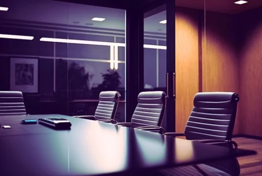 Luxurious and modern conference board room with chairs and table