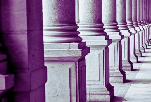 Row of columns in black and white